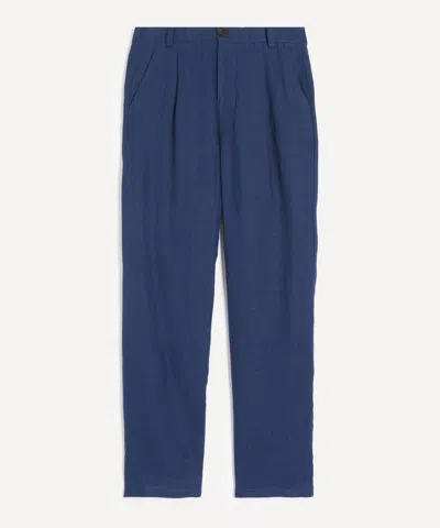 Oliver Spencer Mens Morton Pleated Coney Navy Trousers In Blue
