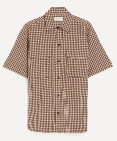 Oliver Spencer Mens Penryn Loose Short-sleeve Seersucker Shirt In Brown