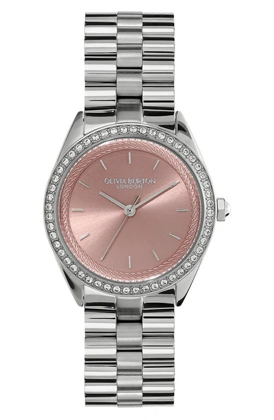 Olivia Burton Bejewelled Bracelet Watch, 34mm In Silver/ Rose