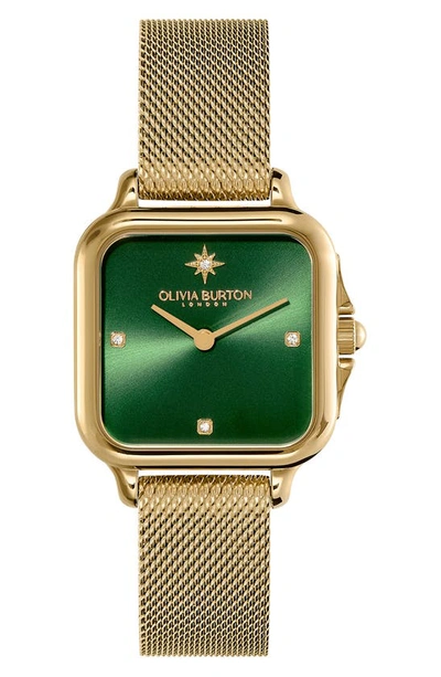 Olivia Burton Grosvenor Bracelet Watch, 28mm In Gold/ Green