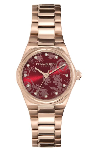 Olivia Burton Mini Hexa Bracelet Watch, 28mm In Rose Gold/ Red