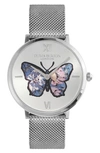 Olivia Burton Signature Butterfly Leather Strap Watch, 28mm In Gray