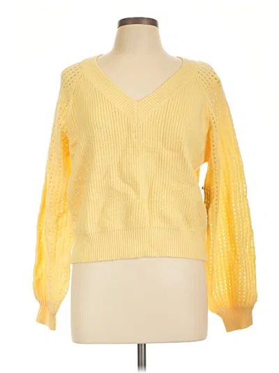 Olivia Grey Long Sleeve Top Yellow V-neck Tops