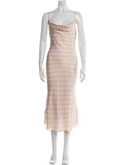 Pre-owned Olivia Rubin Silk Midi Length Dress In Pink/yellow