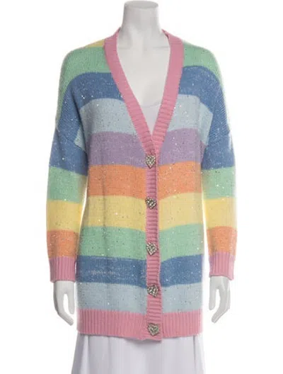 Pre-owned Olivia Rubin Striped V-neck Sweater In Neutrals