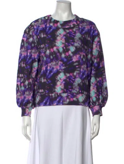 Pre-owned Olivia Rubin Tie-dye Print Mock Neck Sweatshirt W/ Tags In Purple