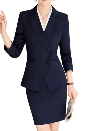 Olivia Taylor 2pc Jacket & Skirt Set In Blue