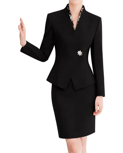 Olivia Taylor 2pc Jacket & Skirt Set In Black