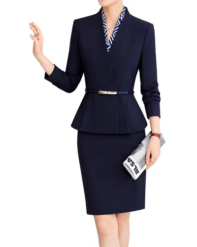 Olivia Taylor 2pc Jacket & Skirt Set In Blue