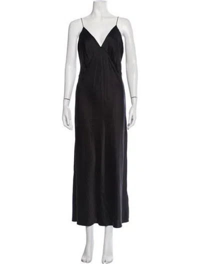Pre-owned Olivia Von Halle Silk Long Dress In Black