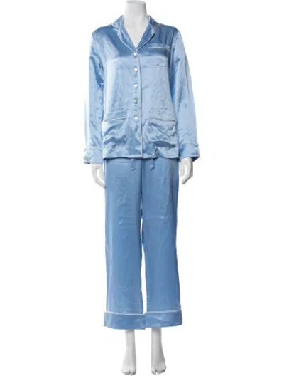 Pre-owned Olivia Von Halle Silk Pajamas In Blue