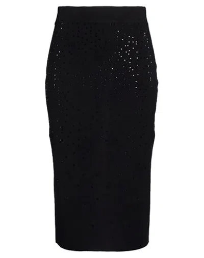 Oltre Woman Midi Skirt Black Size Xl Viscose, Polyester