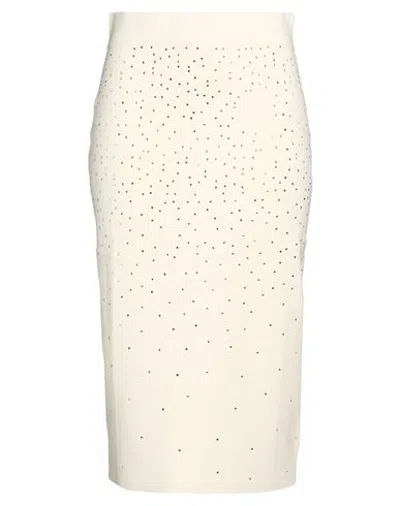 Oltre Woman Midi Skirt Ivory Size L Viscose, Polyester In White
