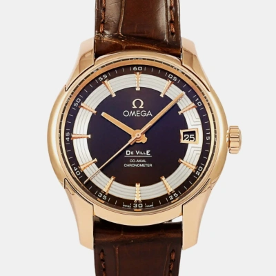 Pre-owned Omega Brown 18k Rose Gold De Ville 431.63.41.21.13.001 Automatic Men's Wristwatch 41 Mm