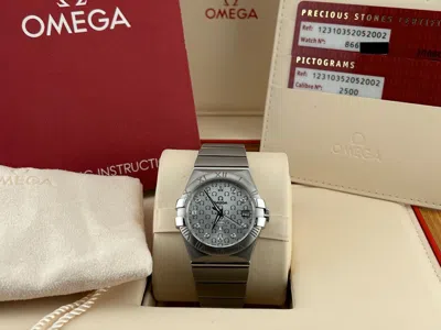 Pre-owned Omega Constellation 123.10.35.20.52.002 Silver Diamond Dial Box Papers 35mm In Multiple