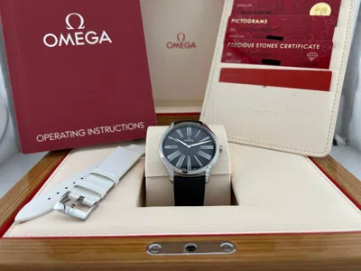 Pre-owned Omega De Ville Tresor 428.17.39.60.01.001 39mm Diamonds Steel Box Papers In Multiple
