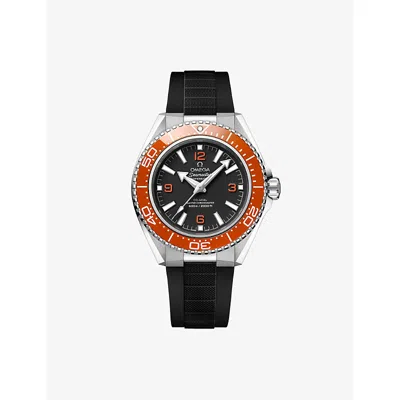 Omega Mens Orange Seamaster Planet Ocean 600m Stainless-steel Rubber-strap Watch 42mm In Black