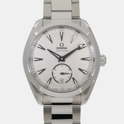 Pre-owned Omega Silver Stainless Steel Aqua Terra 220.10.41.21.02.002 Automatic Men's Wristwatch 41 Mm