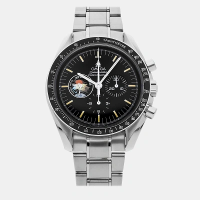Pre-owned Omega Silver Stainless Steel Speedmaster 3595.52.00 Manual Winding Men's Wristwatch 42 Mm In Black