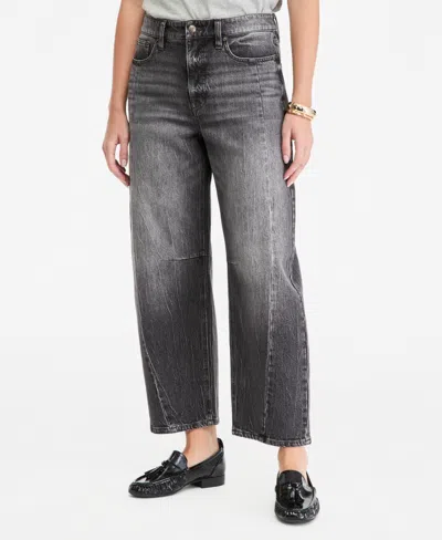 On 34th Women's Cropped High-rise Barrel-leg Jeans, Macy's Exclusive In Gray