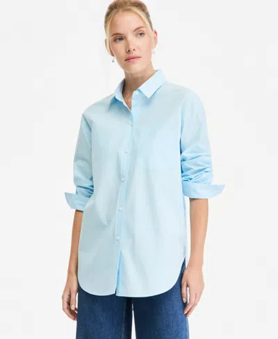 On 34th Women's Lurex-stripe Oversized Button-down Top, Macy's Exclusive In Multi
