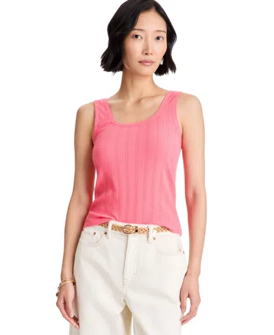 On 34th Women's Pointelle Rib Scoop-neck Layering Tank, Macy's Exclusive In Coral Sunrise