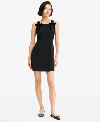 On 34th Women's Velvet Bow-strap Shift Dress, Macy's Exclusive In Black