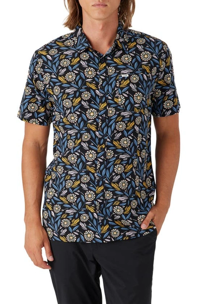 O'neill Floral Print Short Sleeve Button-up Shirt In Black 2