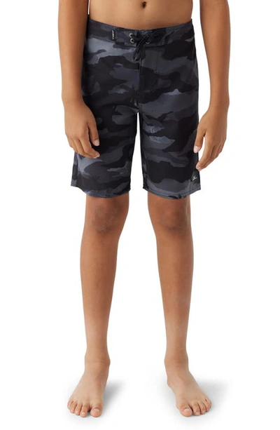 O'neill Kids' Hyperfreak Heat Camo Board Shorts In Black Camo