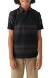 O'neill Kids' Seafaring Stripe Short Sleeve Organic Cotton Button-up Shirt In Black