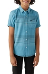 O'neill Kids' Seafaring Stripe Short Sleeve Organic Cotton Button-up Shirt In Blue Fade