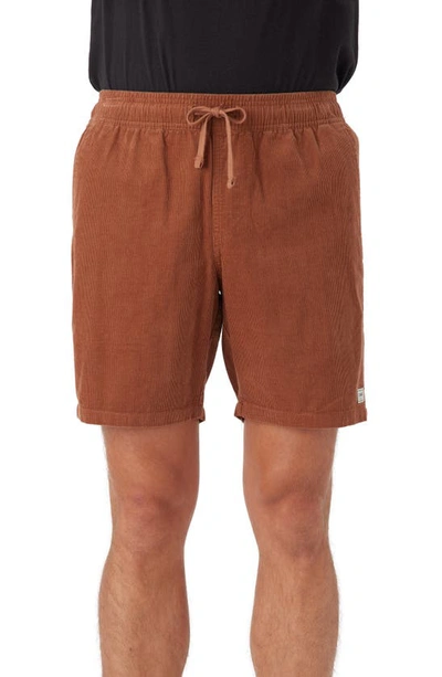 O'neill Stretch Corduroy Drawstring Shorts In Tobacco