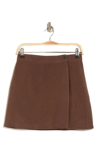 Onia Air Wrap Linen Blend Cover-up Miniskirt In Hickory
