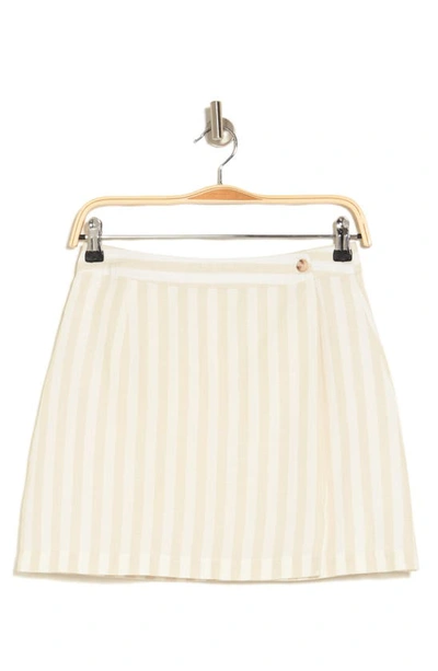 Onia Air Wrap Linen Blend Cover-up Miniskirt In Sandshell/ White