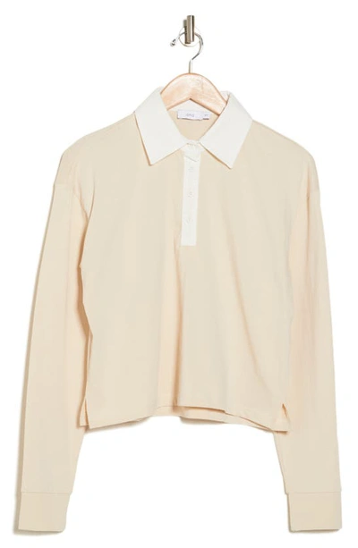 Onia Cropped Rugby Cotton Polo In Beige