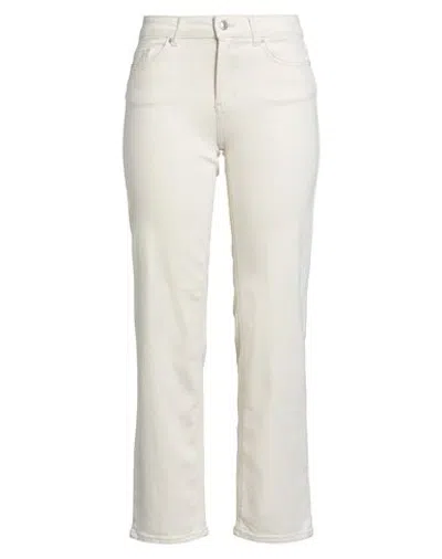 Only Blue Denim Woman Jeans Ivory Size M-30l Organic Cotton, Elastomultiester, Elastane In Neutral