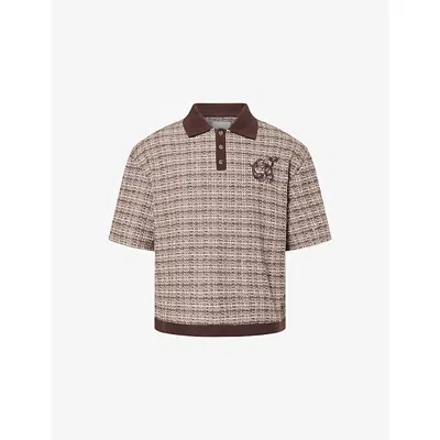 Only The Blind Mens Como Logo-embroidered Knitted Polo Shirt Brown