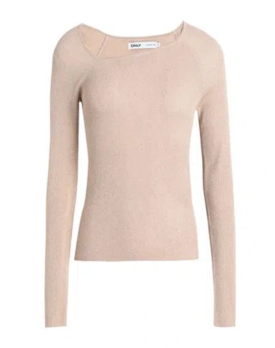Only Woman Sweater Beige Size Xl Viscose, Metallic Fiber