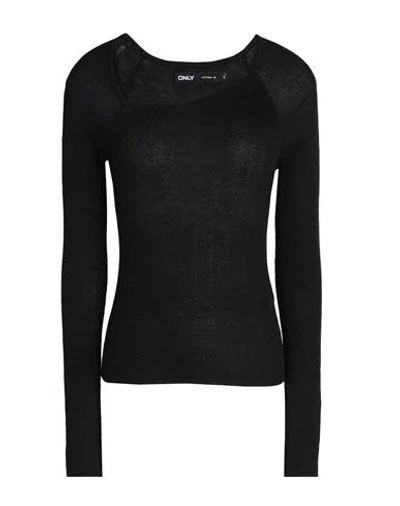 Only Woman Sweater Black Size L Viscose, Metallic Fiber
