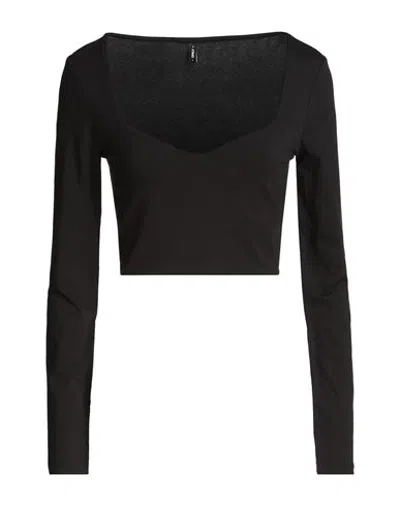 Only Woman Top Black Size L Cotton, Elastane
