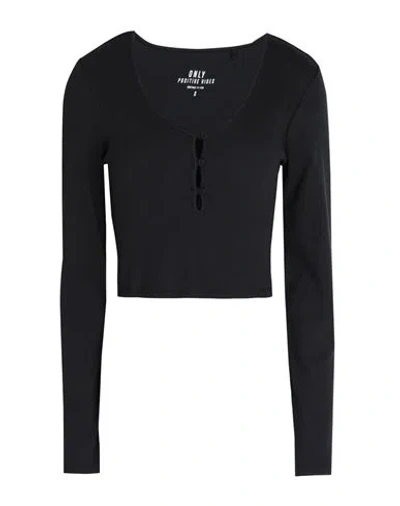 Only Woman Top Black Size L Cotton, Elastane