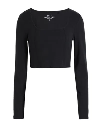 Only Woman Top Black Size L Cotton, Elastane