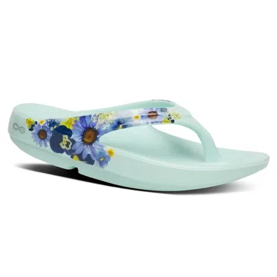 Oofos Women's Oolala Limited Thong Sandals In Mint In Blue