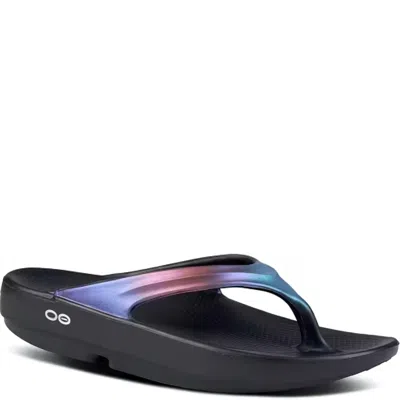 Oofos Women's Oolala Luxe Thong Slippers In Midnight Spectre In Multi