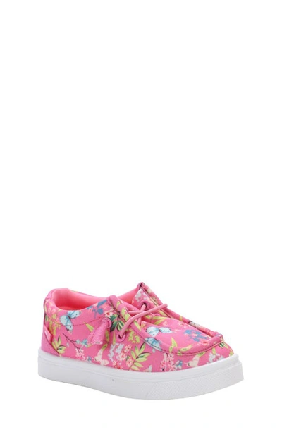 Oomphies Kids' Parker Floral Print Sneaker In Pink Butterfly