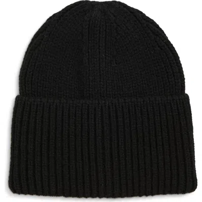 Open Edit Core Wide Cuff Recycled Polyester Blend Beanie In Black