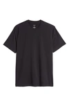 Open Edit Crewneck Stretch Cotton T-shirt In Black