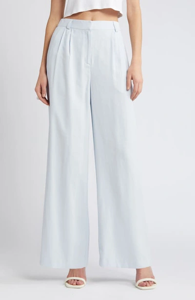 Open Edit High Waist Wide Leg Trousers In Blue Illusion