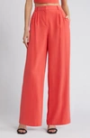 Open Edit High Waist Wide Leg Trousers In Red Cayenne