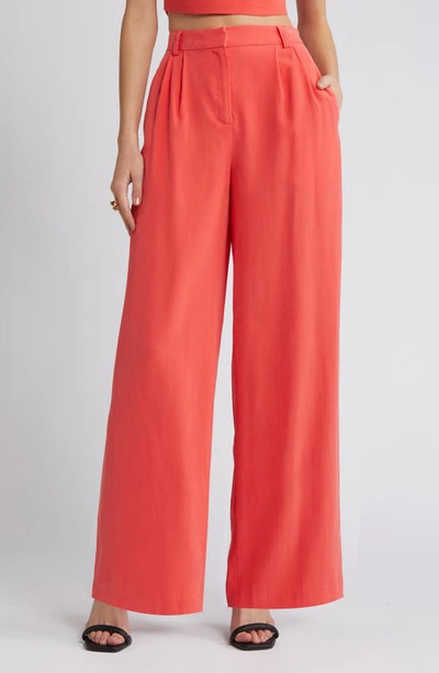 Open Edit High Waist Wide Leg Trousers In Red Cayenne